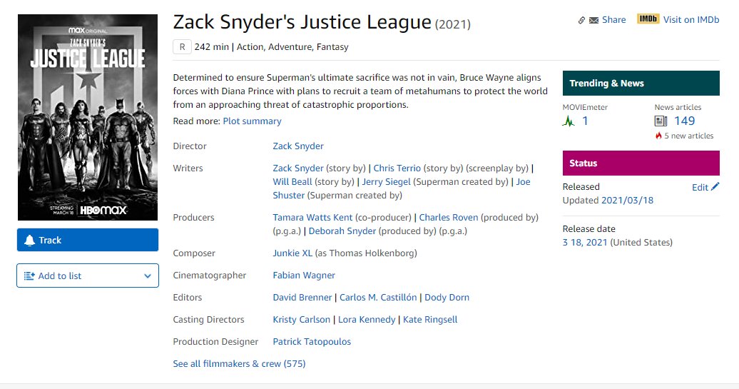 Lind_vurm's tweet photo. ZACK SNYDER'S JUSTICE LEAGUE have become MOVIEmeter 1 (most trend) in IMDb now
#ZackSnydersJusticeLeage 
#SnyderCut 
#RestoreTheSnyderVerse 
#ReleaseTheAyerCut https://t.co/090Rchlyrf