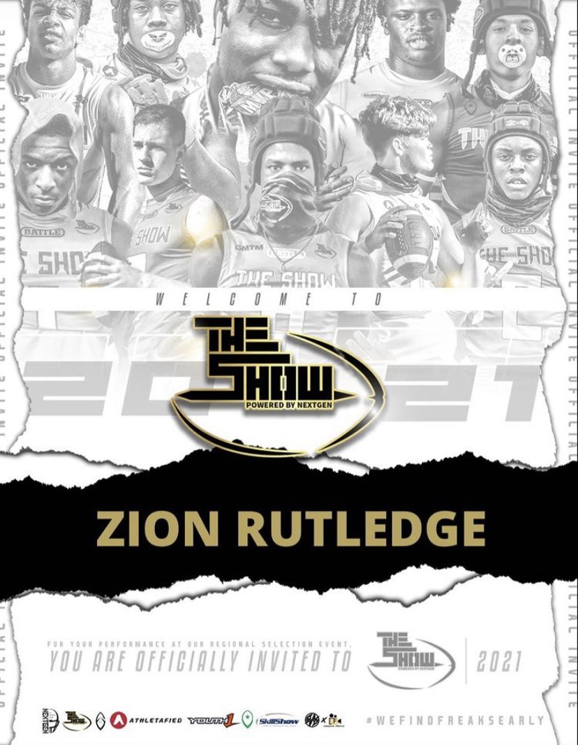 ZionRutledge's tweet photo. Counting my blessings✊🏿✊🏿Thankful to receive an invite to The Show by NEXTGEN @TheSHOWByNXGN @GroveRecruits @TheMVPCamps @Justin_DeShon @AllAmericaGame @RecruitGeorgia @247Sports @247recruiting @TheUCReport https://t.co/xQsTnZEvnG