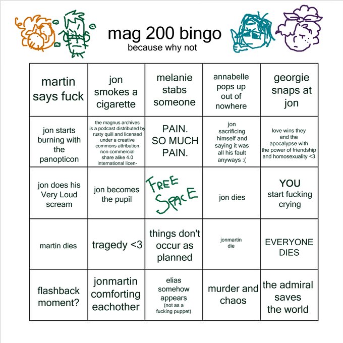 hell yea im doing this bingo tmr feel free to use this one or make your own #magnuspod #themagnusarchives 