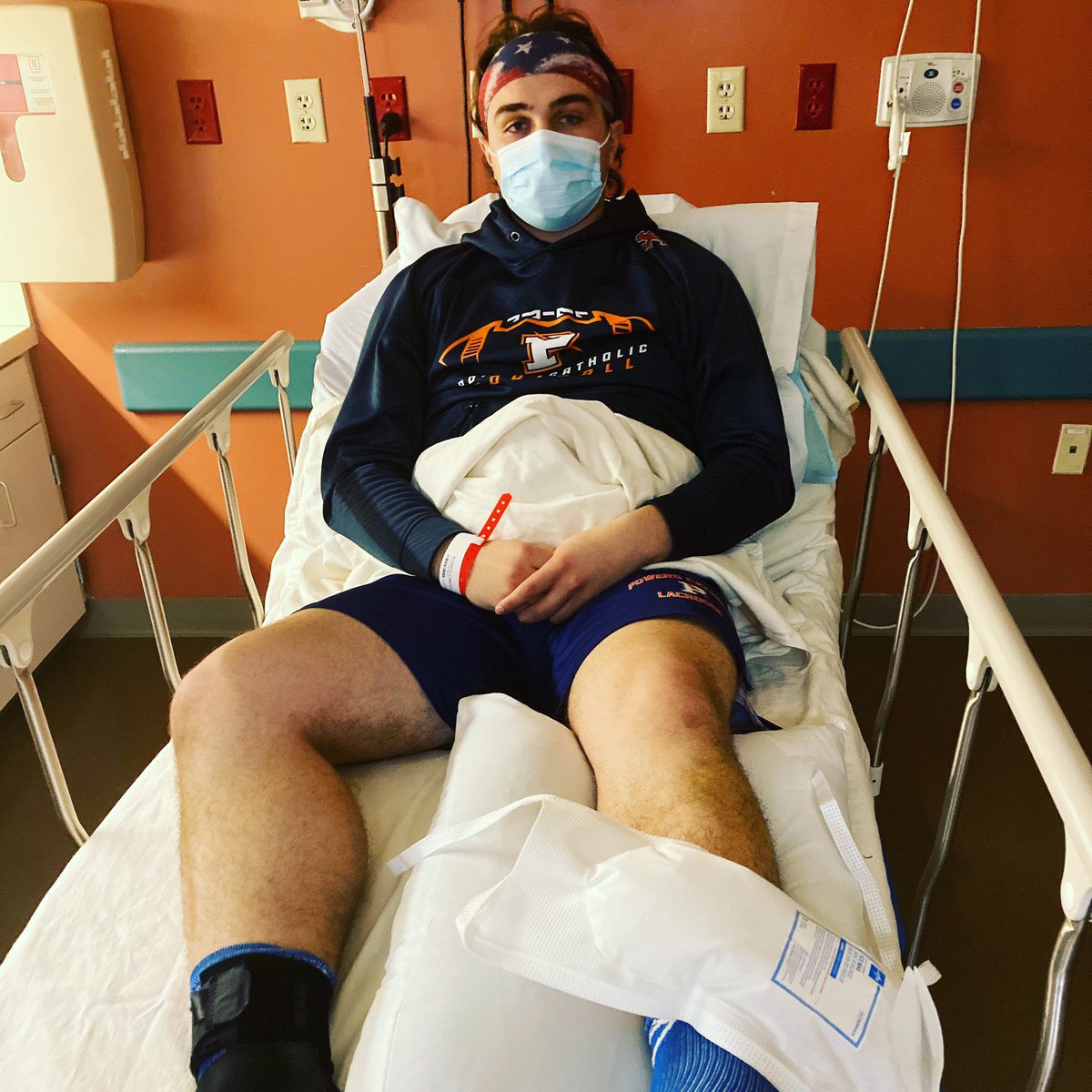 PowersLacrosse's tweet photo. Please pray for our senior pole tonight who was injured at practice. @CBLIS2929 you are a tough kid. Your lacrosse playing days are not done! #DoAllThings #LeadtheWay https://t.co/IZNQ5hgNEN