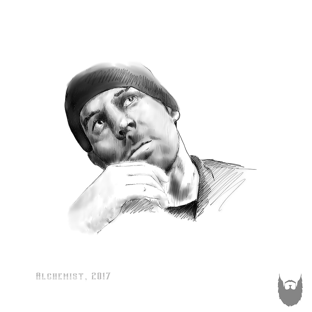 Scribbles - Mudfoot
One of my favorite producers/rappers.  The Alchemist
Sagesbeard.com

#alc #thealchemist #whooliganz #westcoast #stepbrothers #hiphop #westcoast #rap #producer
