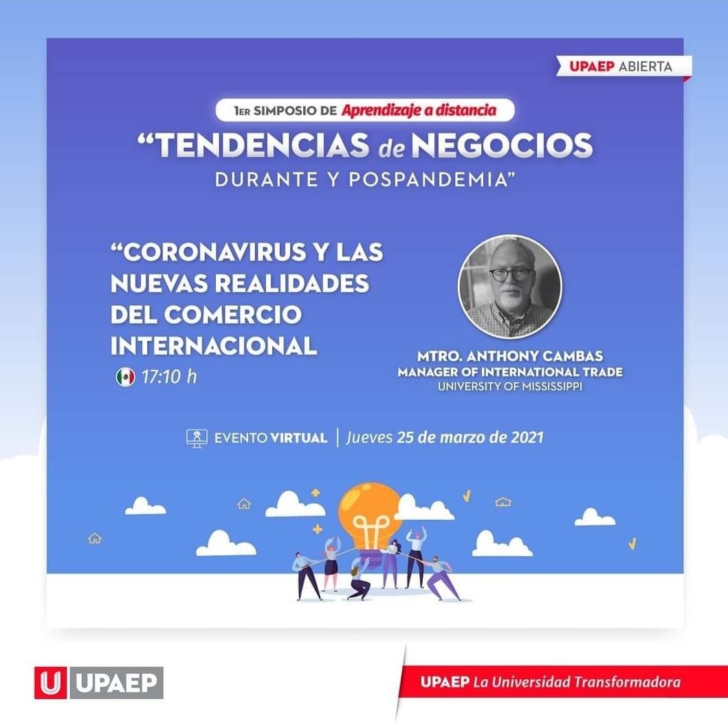 Eblin08's tweet photo. PONENTE INTERNACIONAL: 🇺🇸   Estados Unidos (conferencia en español) 👏
🏅Evento sin costo🏅
El coronavirus puso de manifiesto nuevas maneras de enfrentar la realidad en el ámbito del comercio internacional. #Negocios #UPAEPAbierta
👉Regístrate en: https://t.co/ipc0vOOdcn https://t.co/e6hB1VYiaE