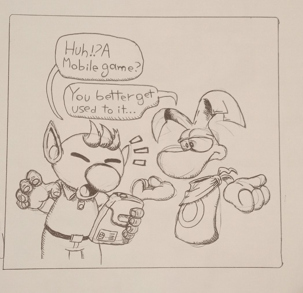 explossivehead's tweet photo. I'm not disappointed, just concerned.
Olimar clothes  from the picture in the Pikmin short: nightmare juicer.
Rayman design is from Rayman 2 (because for me is kinda hard to draw his hair)
#PikminGO #Pikmin #Rayman https://t.co/bXIjNX3unb