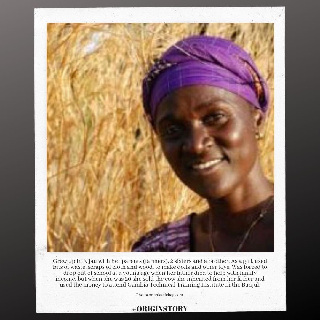 WomenStorySalon's tweet photo. Today’s #StoryADay: #Gambian #activist Isatou Ceesay! Check out her #StoryCore, #OriginStory, #StorySurprise &amp; what she can do #InHerWords #OnePlasticBag #upcycling #recycling #waste #Women #environmentalsustainability  #ClimateAction  #EqualityCantWait  #WomensHistoryMonth https://t.co/yjFenNUv9u