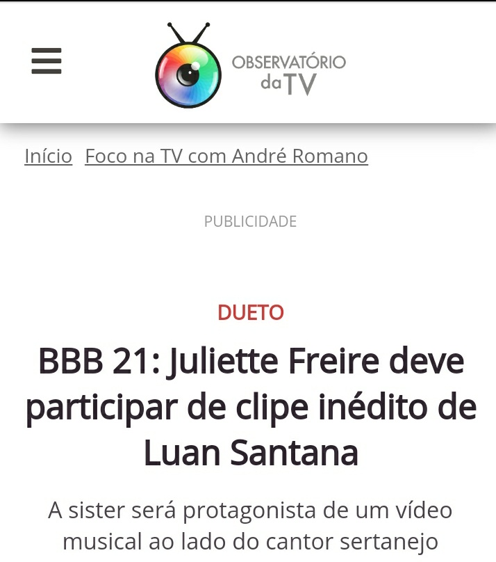 JulietteCharts's tweet photo. De acordo com o site Observatório da TV, Juliette irá participar de clipe inédito de Luan Santana!  #BBB21 https://t.co/AW0uQsn2pc