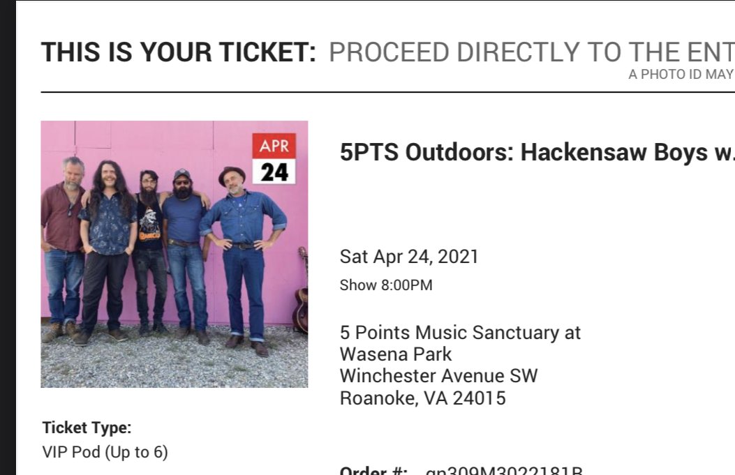bobmcwhirter's tweet photo. Hey @HackensawBoys — y’all were the last live show we saw in The Before Times (at Dogtown in Floyd, VA), so it’s only fitting that you’re the first we see After. https://t.co/78m3G0pGio