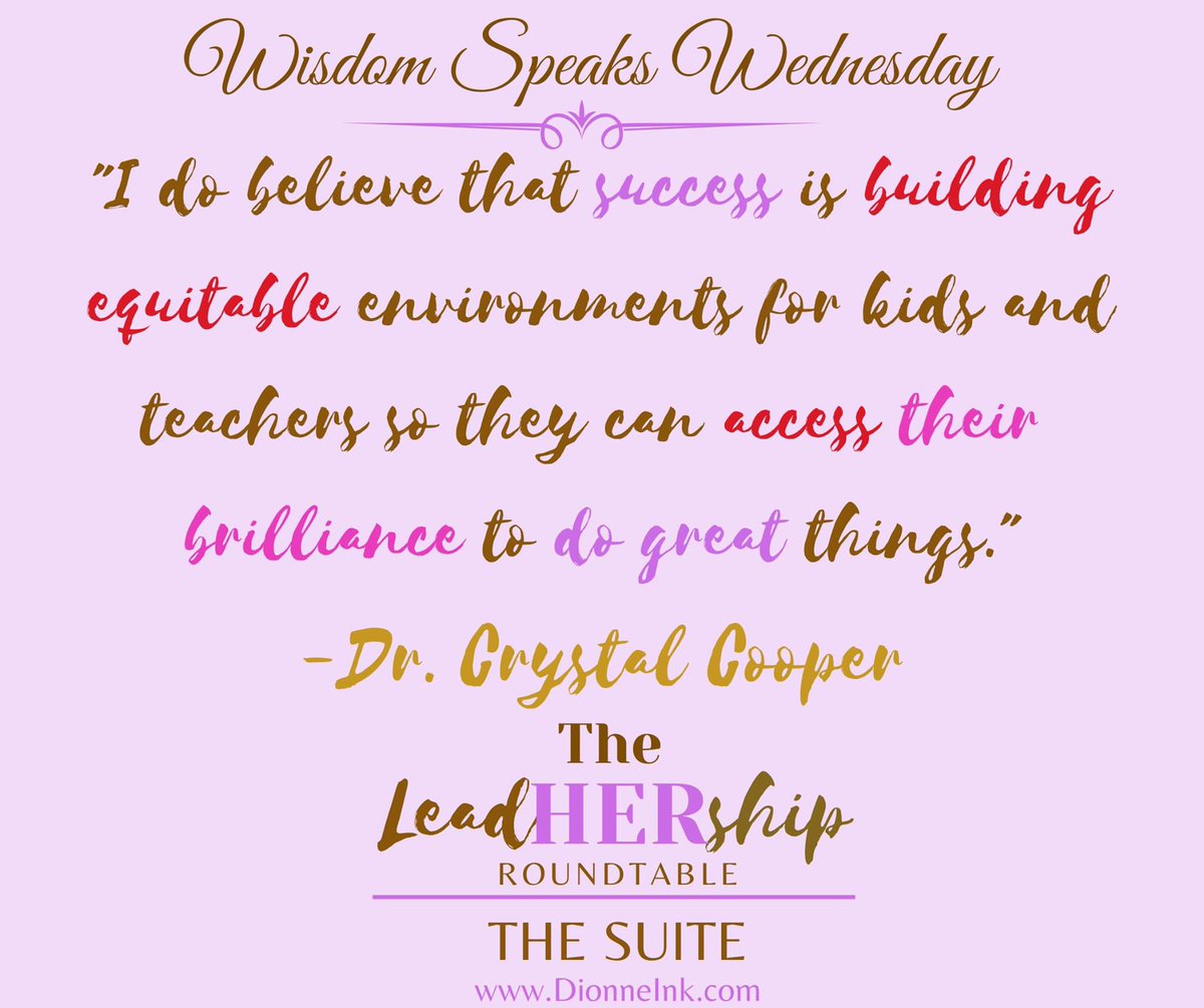 #WisdomSpeaksWednesday
#WomensHistoryMonth2021

🎙 “I do believe that success is building equitable environments for kids and teachers so they can access their brilliance to do great things.' - @Drcooper74 

#WomenSpeakWednesdays #WomensHERstoryMonth #DionneInkLLC @leaders_black