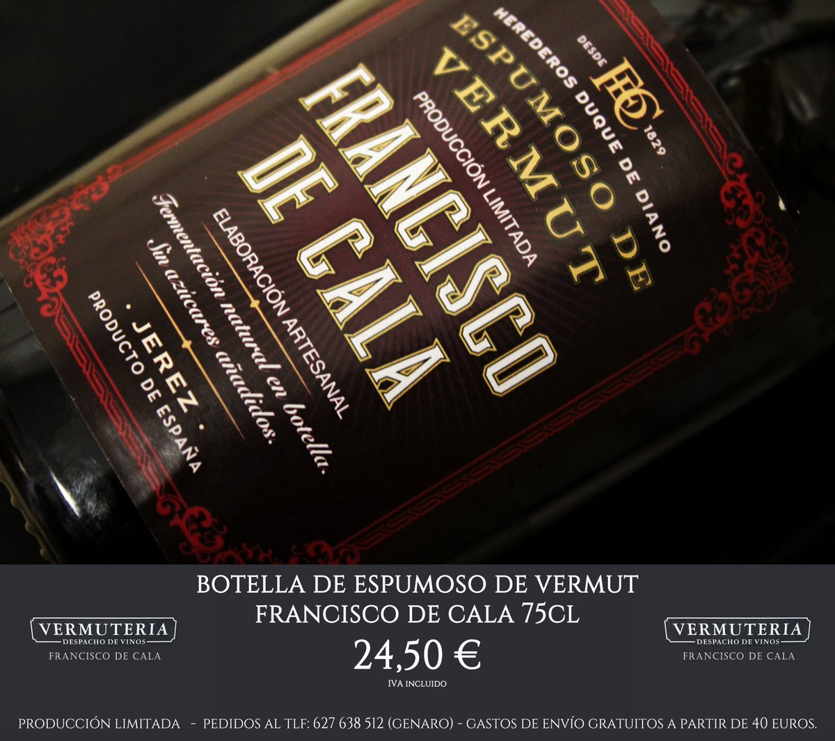 VFranciscodCala's tweet photo. Cuando pruebas el espumoso de vermut Francisco de Cala de @VFranciscodCala, te enamora 🥰

¡Consíguelo con esta oferta limitada! 🥂😁

#DuquedeDiano #VermuteríaFranciscodeCala #EspumosodeVermut #Vermut https://t.co/g0BJr32o1d