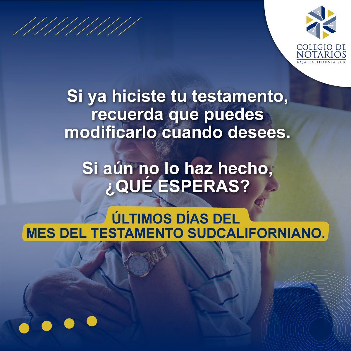 No esperes más meses o años, tu familia necesita un testamento y evitar una serie de consecuencias legales que puede salir muy caro 🔸

Visita a tu notario de confianza y realiza tu testamento ahora✅

Recuerda que la asesoría es GRATIS👌🏻

POR UN COLEGIO DE UNIDAD ⚖️