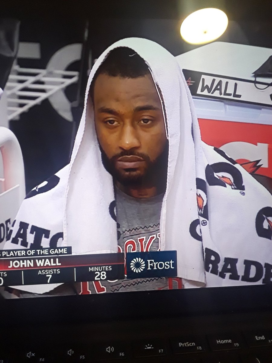 hate_rockets's tweet photo. John wall does not look happy getting blown off the gym. Trash ass rockets. The rockets are back on the losing column. Congrats to the rockets on beating a g-leauge raptors team. https://t.co/xRXzX4t3wQ