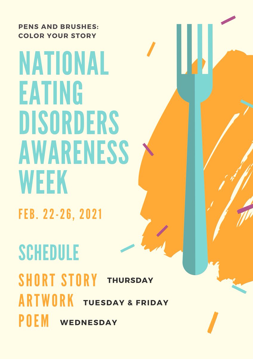 PensYour's tweet photo. Here's a little recap for the week themed with relation to eating disorders.

Date: FEB. 22-26, 2021
Theme phrase: '"A demand on the body, one can't quite understand. Time to be aware and alert, so we can withstand."

link in bio

#eatingdisordertwt #poetry #shortstory #artwork https://t.co/bcLgrcU1Dq