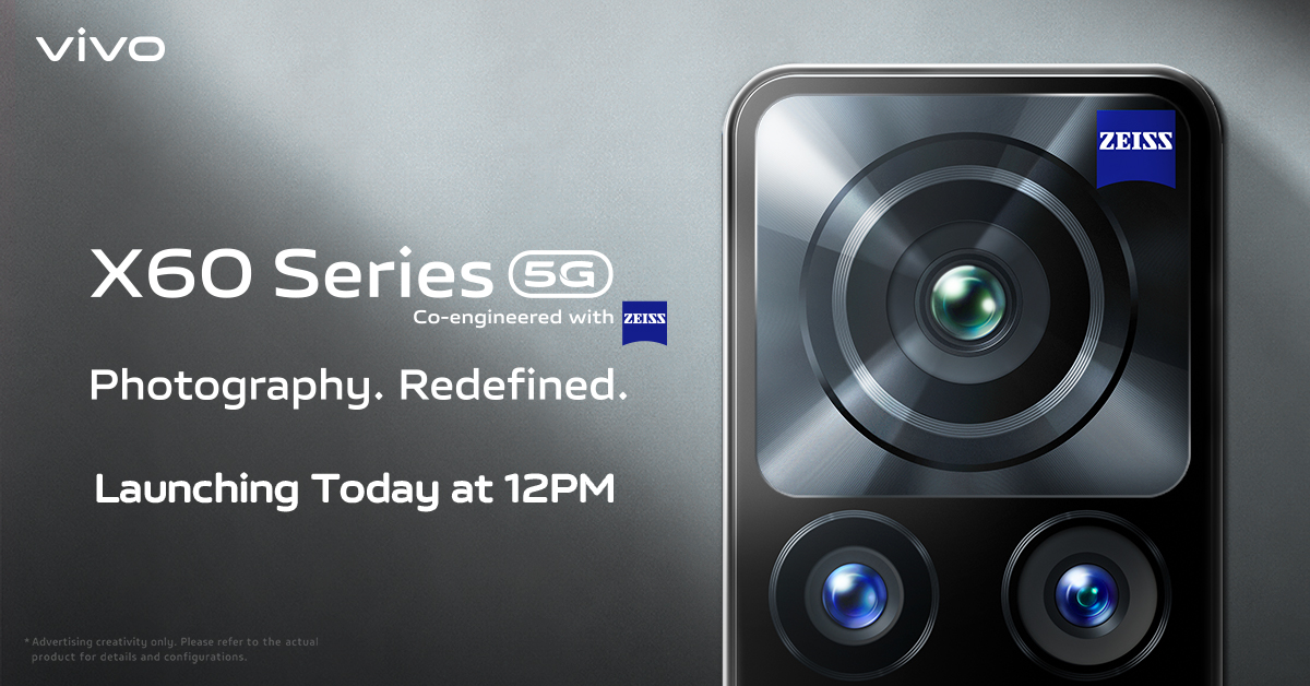 Vivo_India's tweet photo. Today marks a new beginning in the world of mobile photography.
Co-engineered with @ZEISSLenses the #vivoX60Series is all set to bring a revolution. 

Launching today at 12 PM. #PhotographyRedefined
Know more: https://t.co/Zq9syun1t2 https://t.co/gU6yneW5eX