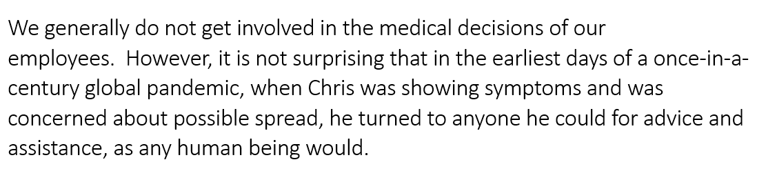 ErikWemple's tweet photo. Statement from @CNN spokesman Matt Dornic on reports that @ChrisCuomo got special coronavirus testing treatment from NYS officials. https://t.co/4h7fe0Eb6m