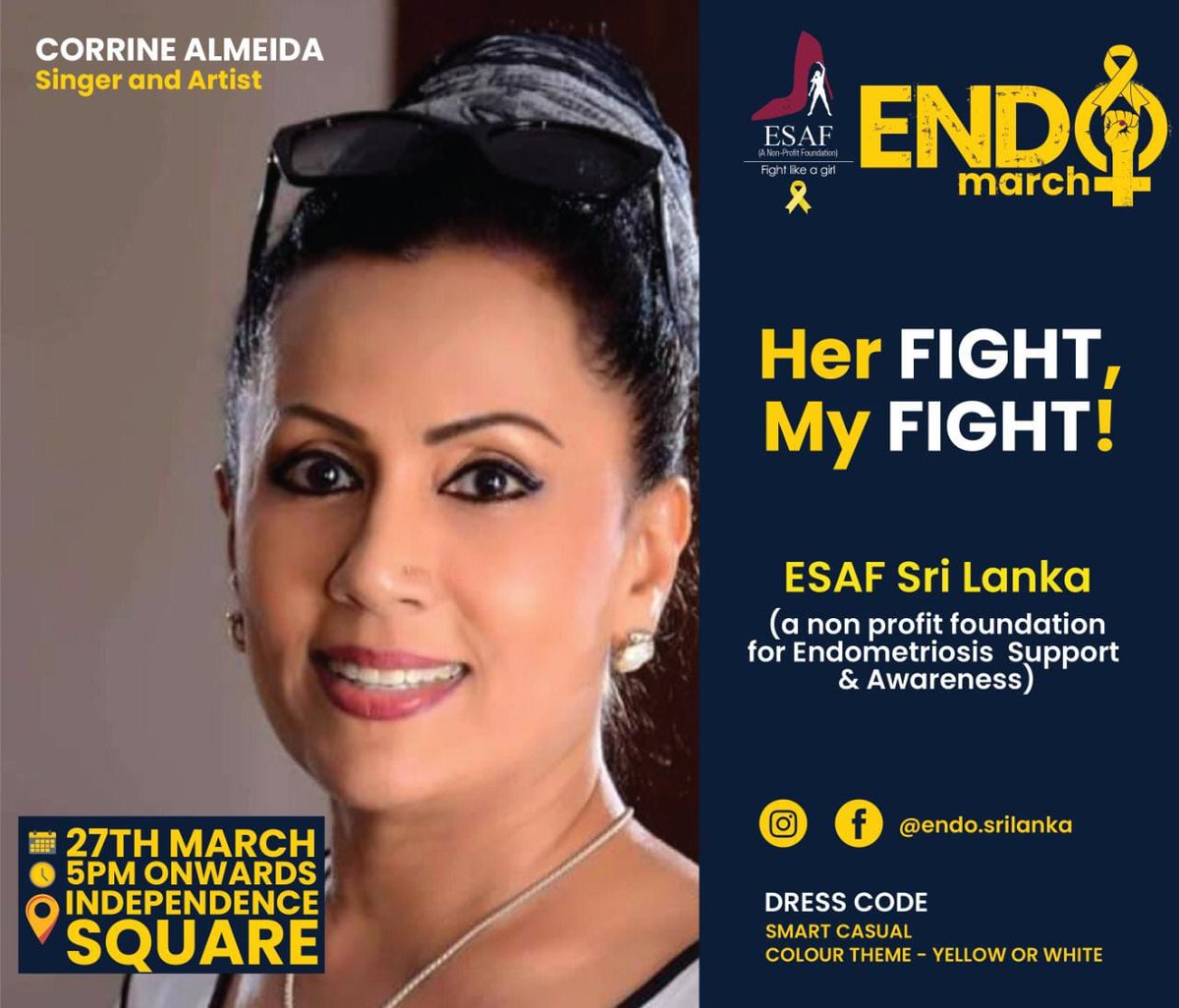 esaf_sl's tweet photo. Will you march with her?

Join us on the 27 March 2021 at 5pm 
#EndometriosisAwarenessMonth #FightLikeAGirl #EndoWarriors #EndoMarch2021 #ESAFSL #lka https://t.co/hATBYF9GSH