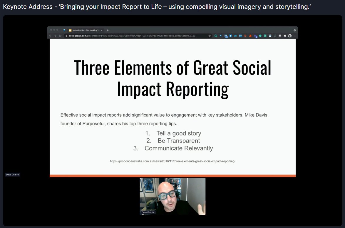 buildSA's tweet photo. .@DaveDuarte presents three elements of great social Impact Reporting:
1. Tell a good story
2. Be Transparent
3. Communicate Relevantly
#MeasuringSocialImpact #ImpactReportingMatters #GreatestImpact https://t.co/klJKFXmjej