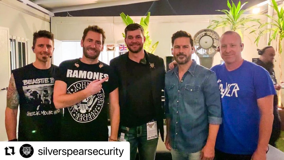 NBFansGermany's tweet photo. Repost silverspearsecurity: https://t.co/ZT5EcqW0f5
Looking back at some of the incredible silverspearsecurity team. xgrumpytexanx and rhynoeickstaedt with longtime friends nickelback are ready to get back to it. #toursecurity #artistsecurity #bodyguard #protection #team https://t.co/dlseri8wL8
