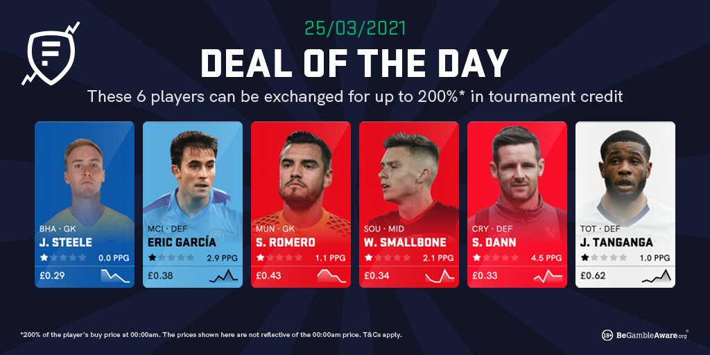 Our Deal of the Day feature offers up tournament credit in exchange for player cards ♻️

Get up to 200% return in tournament credit 🎁

New players listed every single day ⏰

See FAQs for full details on how it works 📰

ow.ly/9wyJ50CyofN

18+ | Gamble Responsibly