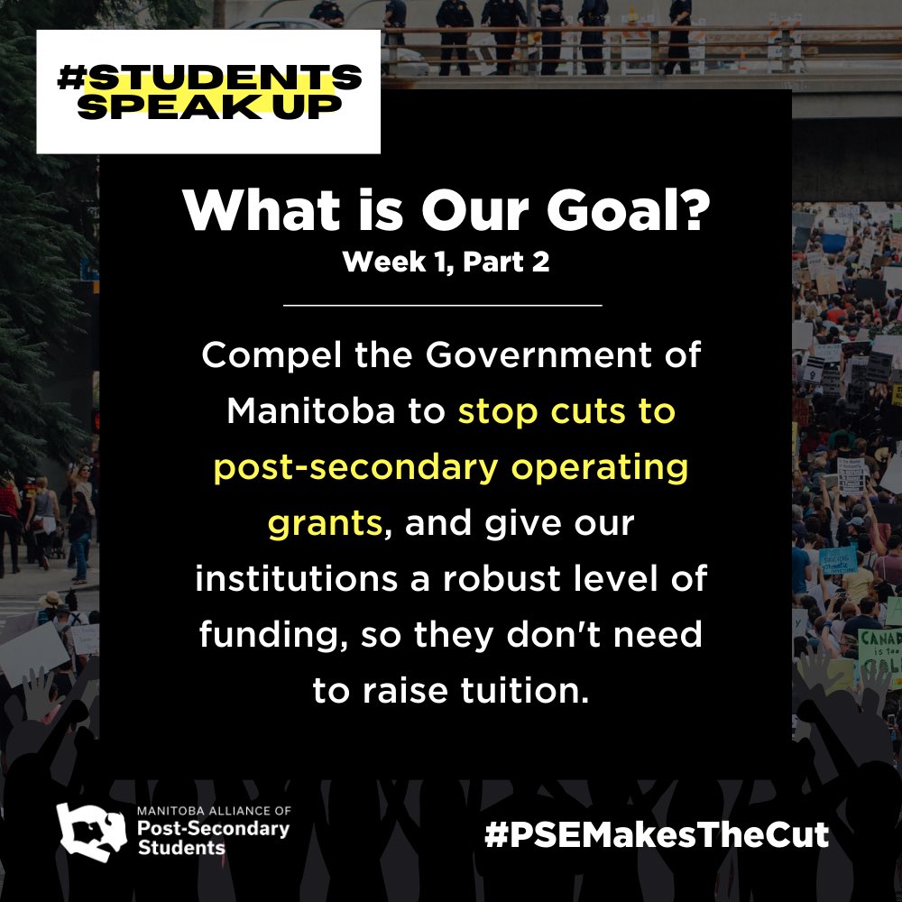 mapsstudents's tweet photo. #StudentsSpeakUp Week 1 Part 2 has launched - right in time for another tuition hike in light of provincial cuts to #PSE. 

#mbpoli https://t.co/X8sCfkgZHo