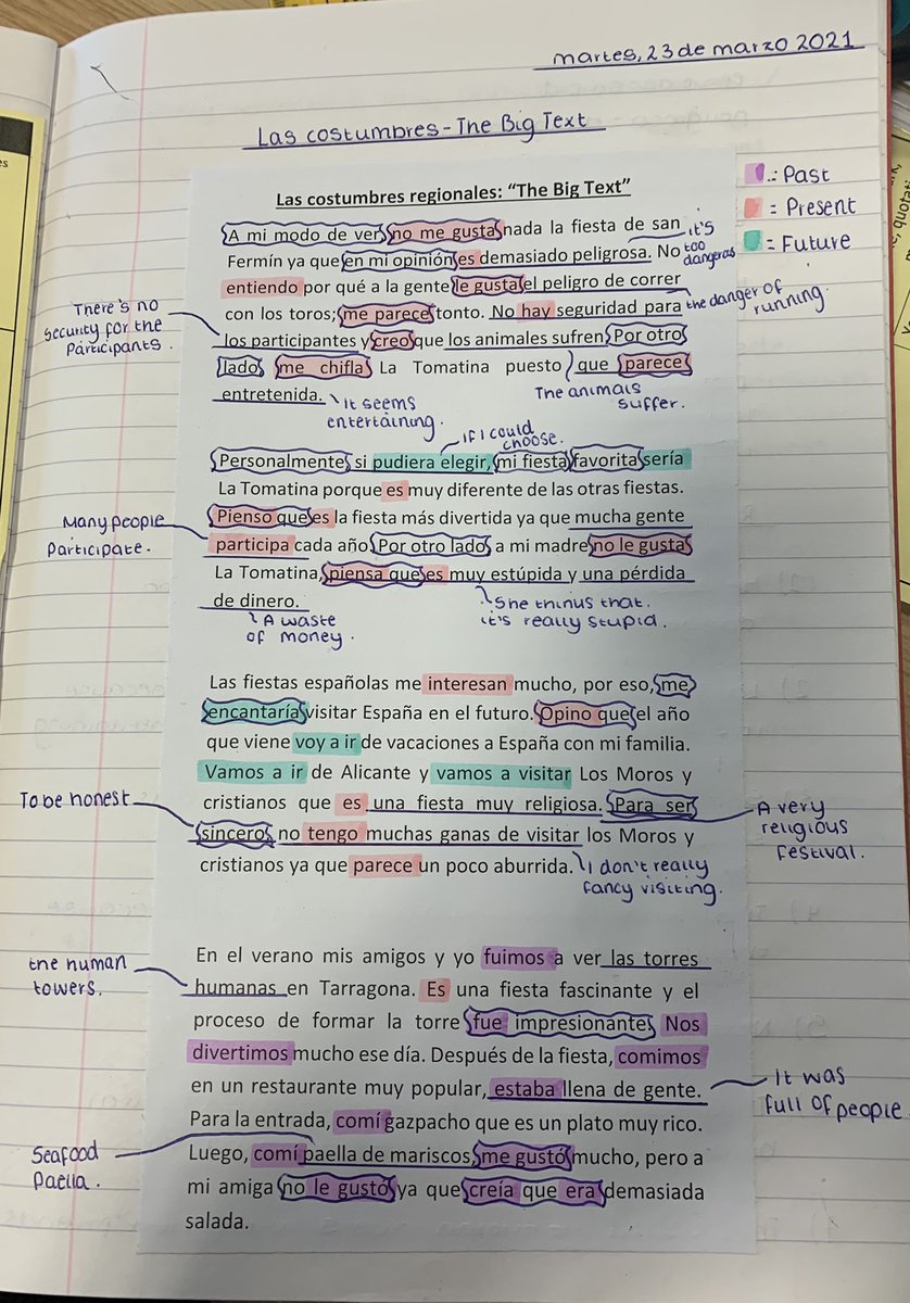 Studying the ‘big text’ on customs and festivals with year 10