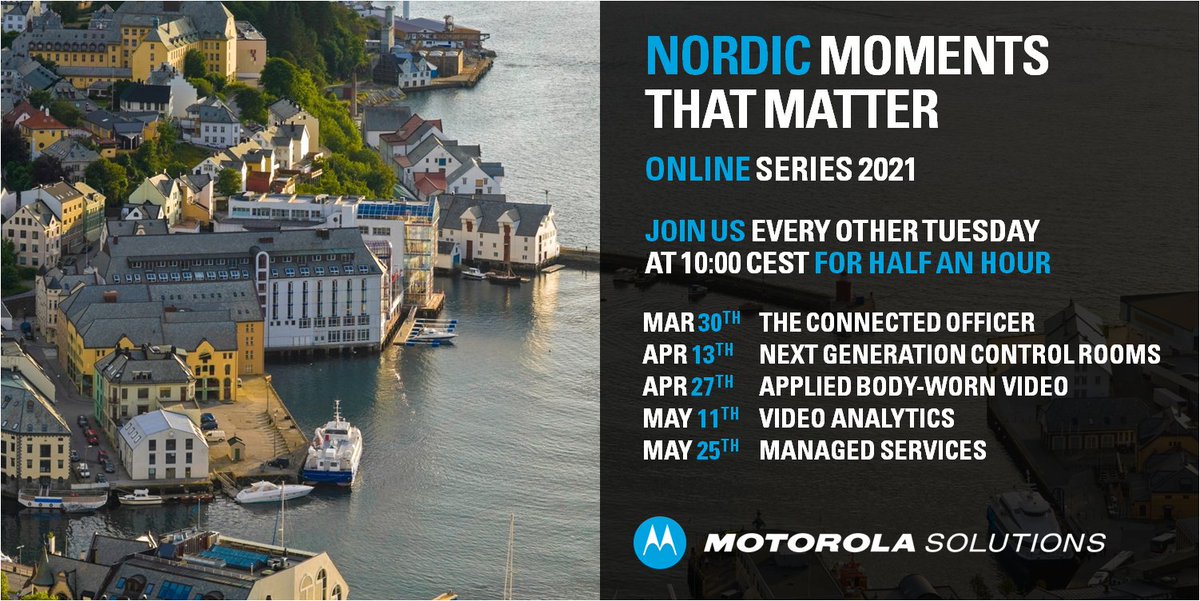 amandamay's tweet photo. We have added a new set of online #Webinars, where you can hear how #MotorolaSolutions may help you be your best in the moments that matter.
Every two weeks, we touch a topic raised by you, concerning everyday, emergency or strategic issues.

Register at: https://t.co/KLgZVmIARw https://t.co/8hqdyJgGcw