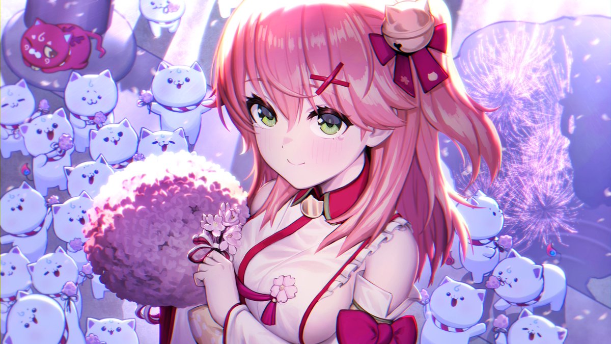 さくらみこ「#見た人も無言でピンク髪美少女貼れ
#さくらみこ #miko_Art 」|ぱんじゃむのなめ ＠ホロクル G-05のイラスト