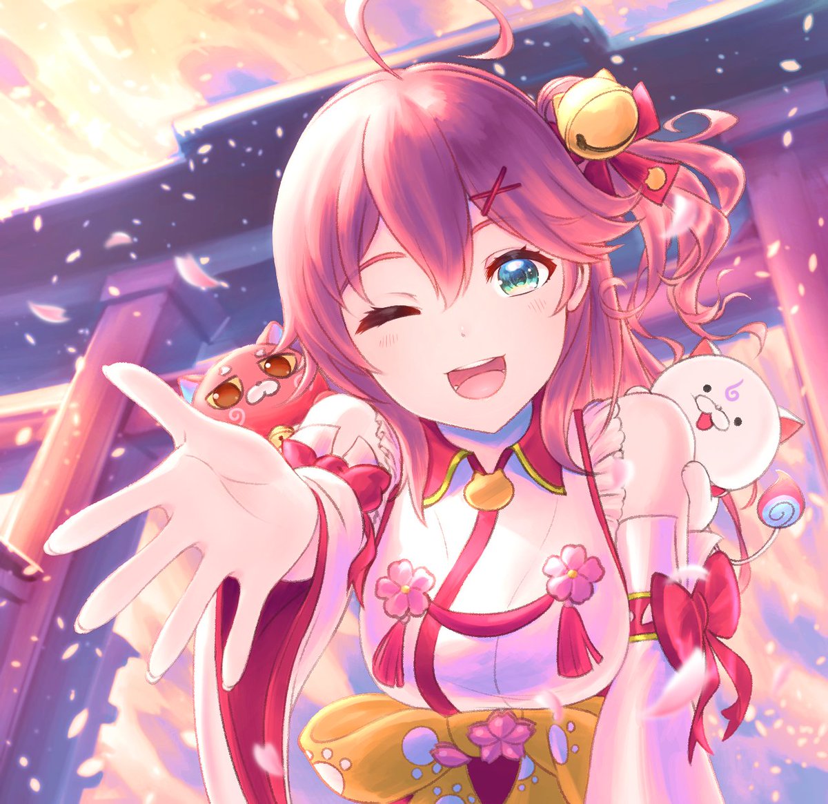さくらみこ「#見た人も無言でピンク髪美少女貼れ
#さくらみこ #miko_Art 」|ぱんじゃむのなめ ＠ホロクル G-05のイラスト