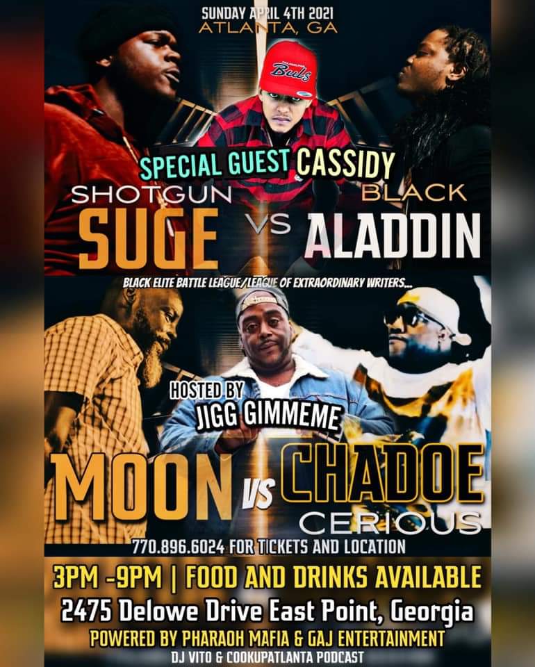 JiggGimmeMe2's tweet photo. #Atl #MaxOut WEEKEND! #BEBL (BLACK ELITE BATTLE LEAGUE) Turning UP ALSO! @RealShotgunSuge vs @blackaladdintv Hosted by yours Truly nd @CASSIDY_LARSINY https://t.co/CvwN0uurlJ https://t.co/JzaHOjlMjg