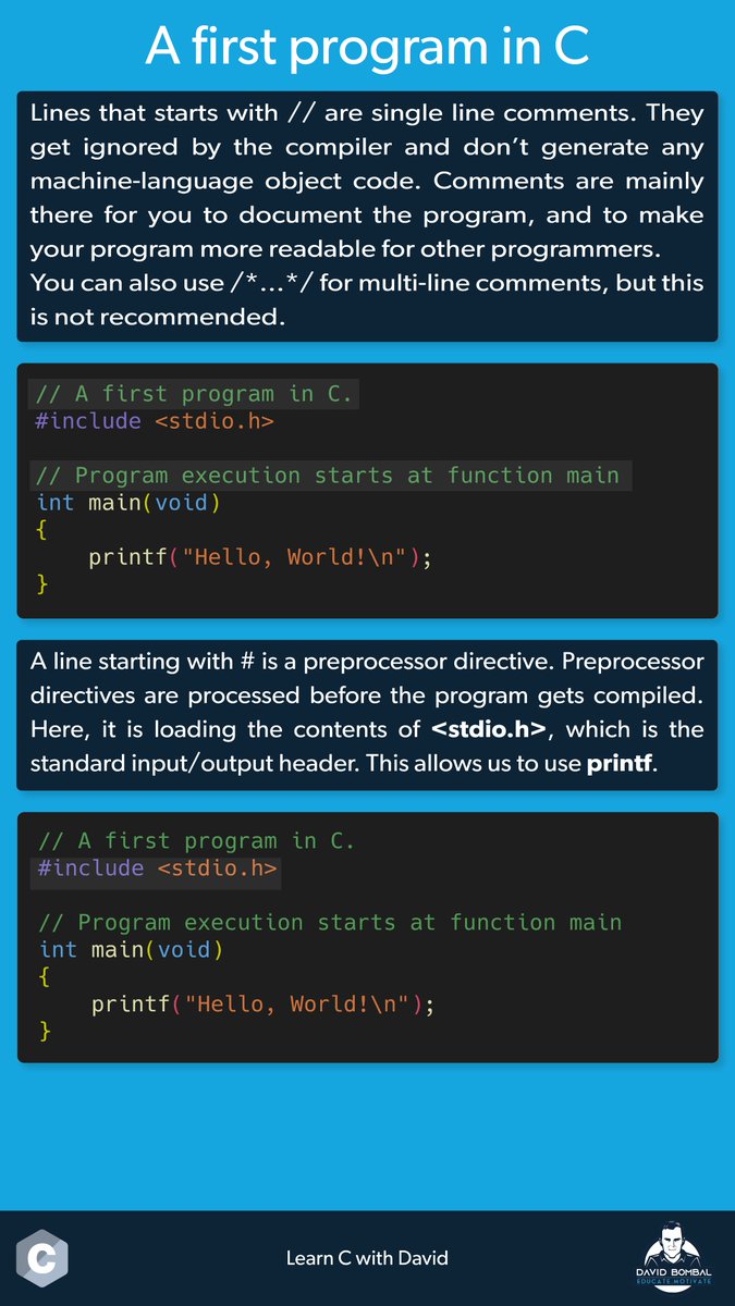 davidbombal's tweet photo. A First Program in C
#coding #programming #cprogramming #c_language_basics #c_programming_language #softwaredeveloper https://t.co/1c1wXvukLv