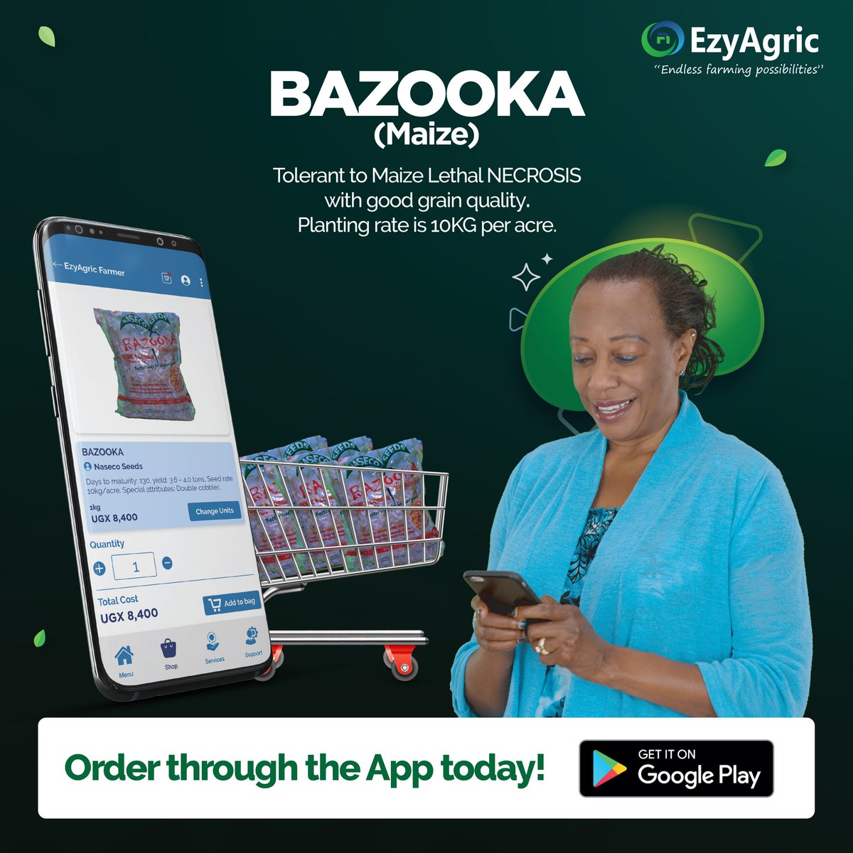 ezyagric's tweet photo. -Moderate tolerant to Maize Necrosis
-Matures within 130 days
-Produces 3.6 to 4 tons of yield.
Get Bazooka Seed from the App here https://t.co/RoP91E9pru Now. 🤗
With Timely Delivery, we pledge to meet your expectations.👍🏿
#EndlessFarmingPossibilities #MaizeSeed #NewSeason https://t.co/ODYeiRruKR