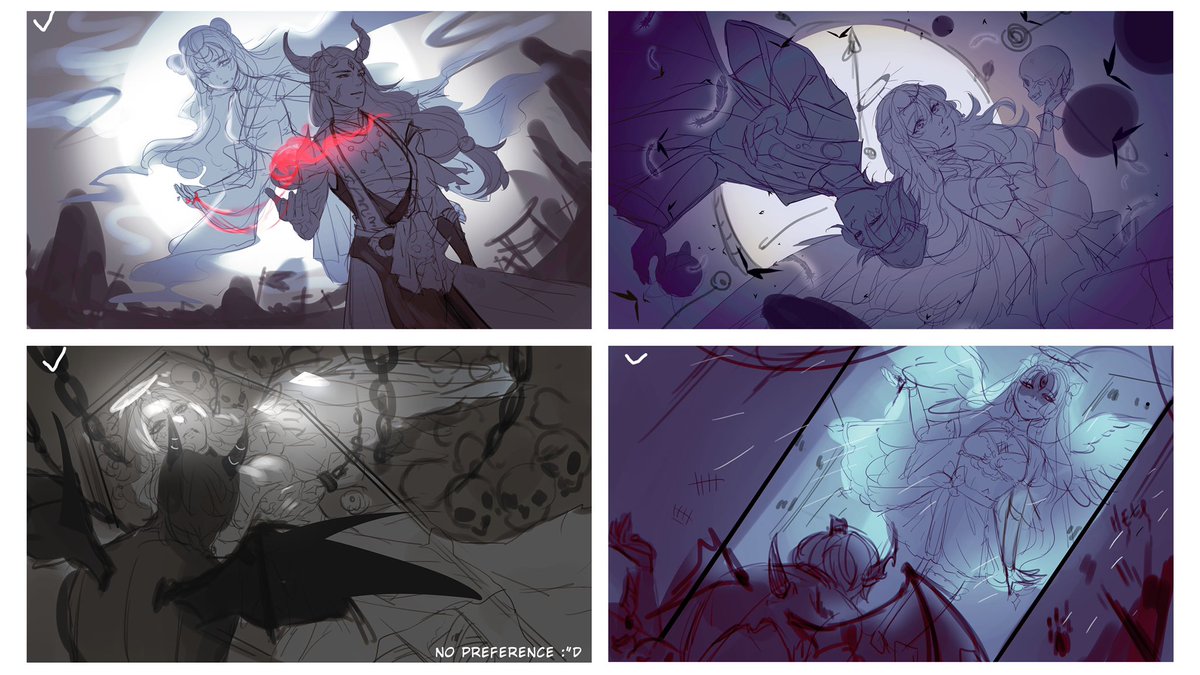 Splash art assignment// ? an unlikely pair: a goddess and an oni 