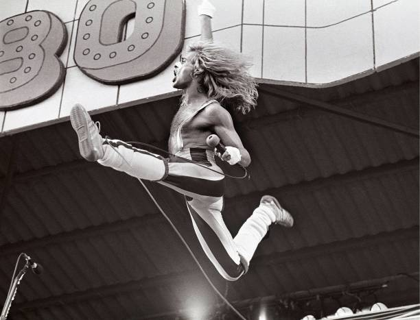 David Lee Roth and Van Halen, David Lee Roth performing at the  Pinkpop Festival in the Netherlands May 26, 1980.. Photo by Rob Verhorst/Redferns