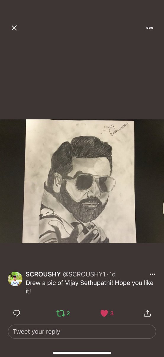 My son drew pic of yours <a href="/VijaySethuOffl/">VijaySethupathi</a> Sir. Hope you like it.
