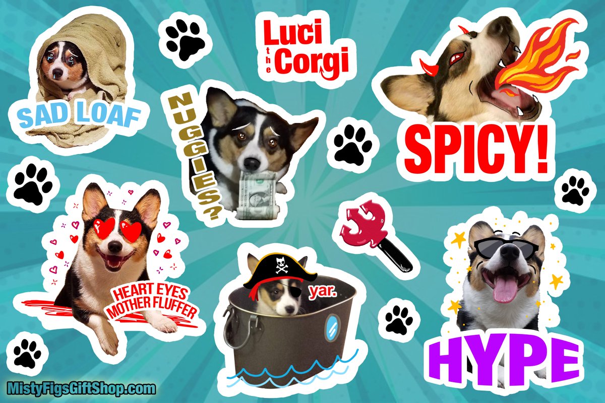 mistyfigs's tweet image. Because why not turn photos of @lucithecorgi  into a sticker sheet?