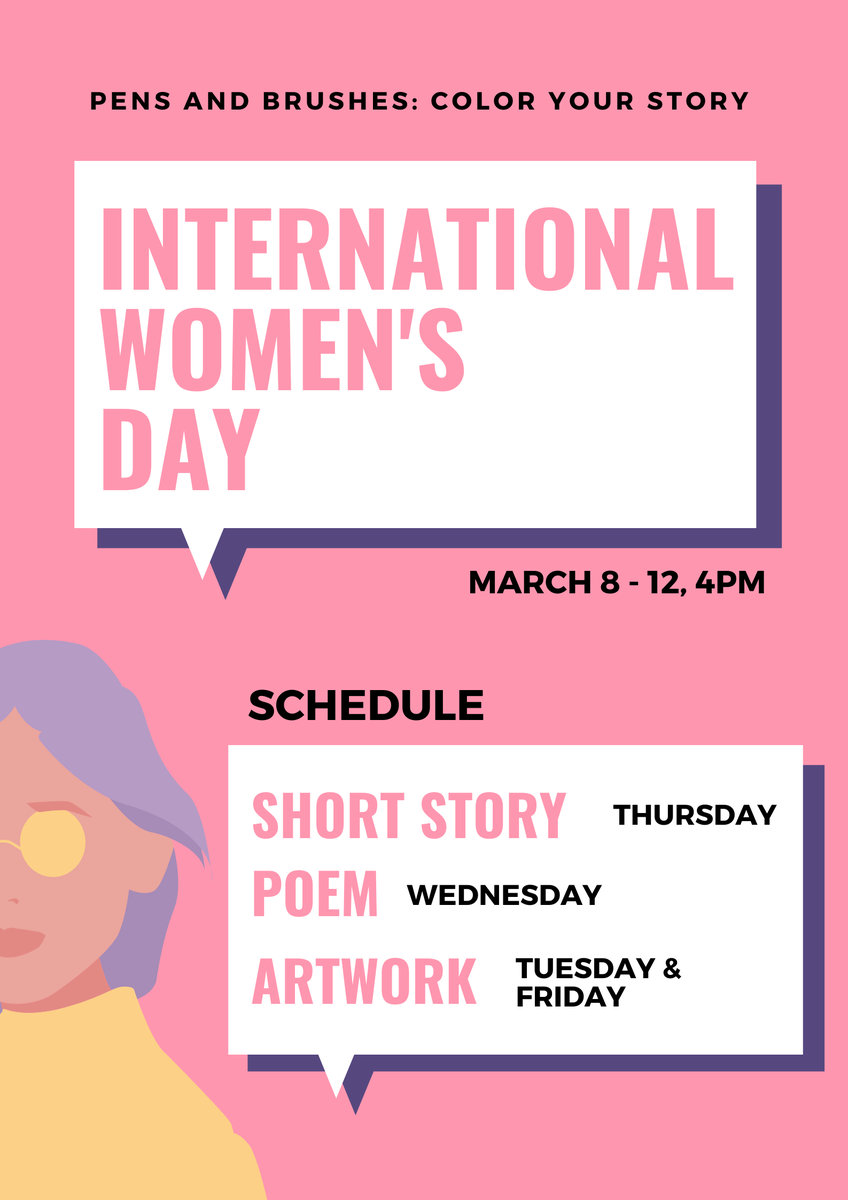 PensYour's tweet photo. Here's a little recap for the week themed with relation to Women's day.

Date: MAR 8-12, 2021
Theme phrase: '" Women in Unity to the Path of Equality; Life Full of Injustice, Fighting Our Way to Justice". link in bio

#womensday2021 #poetry #shortstory #artworks #pensandbrushes https://t.co/MDy9STWmt7