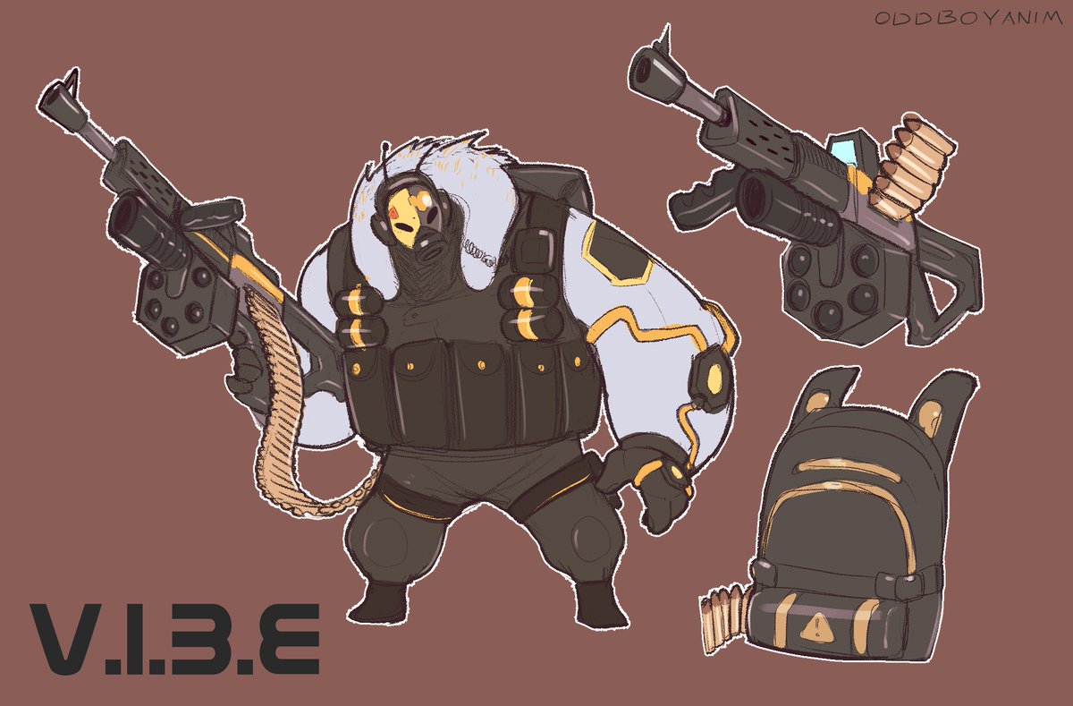 OddboyAnim's tweet photo. Mercenary Design for a dropped project 🐝 https://t.co/4MDVvDiuYz