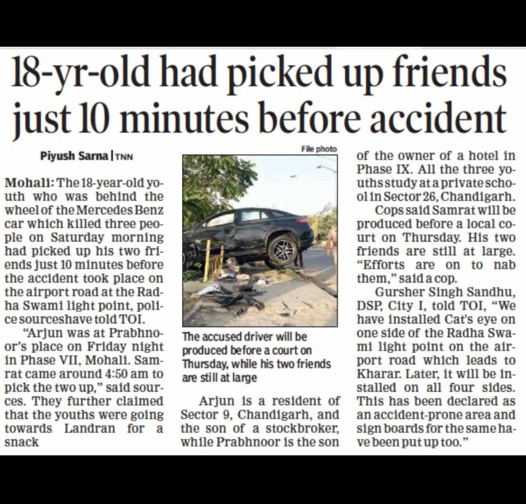 piyush_sarna's tweet photo. 18-yr-old had picked up friends just 10 minutes before accident. @timesofindia @TOIChandigarh @DGPPunjabPolice @PunjabPoliceInd @sasnagarpolice @PunjabGovtIndia https://t.co/ayHGH8S3C2