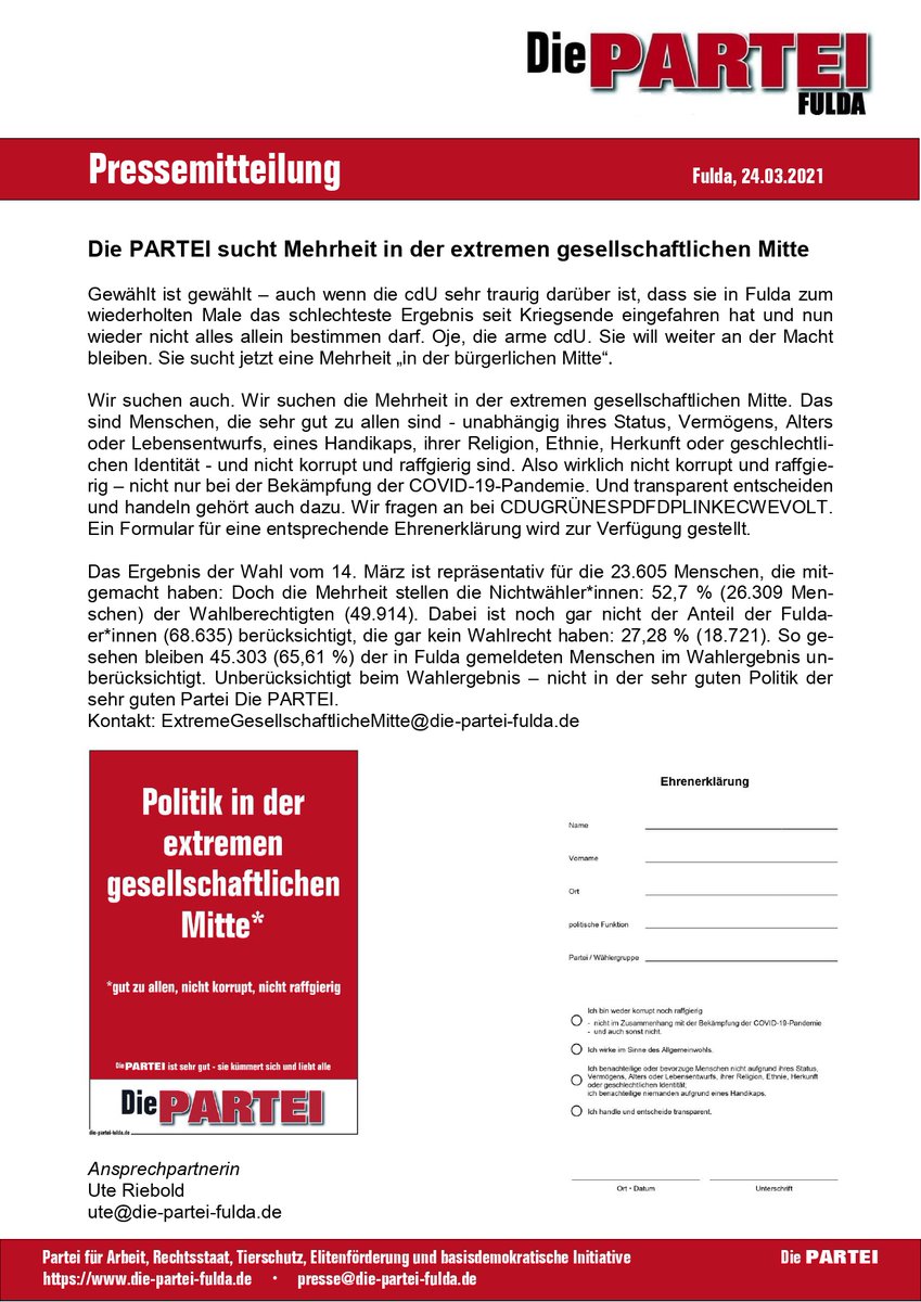 Ehrenerklärung zum Unterschreiben - macht sich am Anfang der Legislaturperiode irgendwie besser: fckaf.de/LUj
#Ehrenerklaerung #fckafd #Fulda #StadtverordnetenversammlungFulda