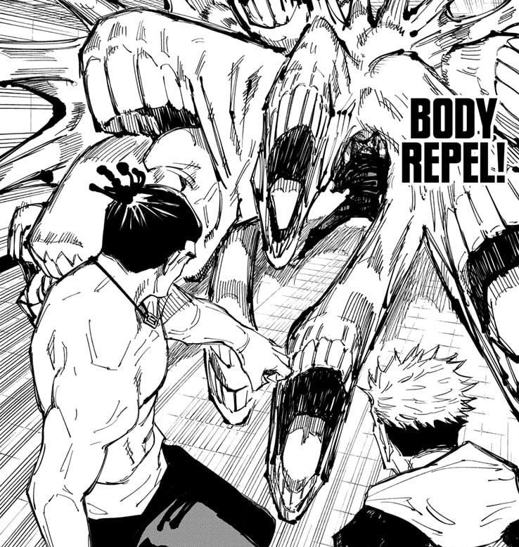tranfigures's tweet photo. @GANGSTARRED @ZipperPunches @PANDORAZUU from  the  depths  of  his  bowels ； crushing  them  in  his  palm . 

"  𝐁𝐎𝐃𝐘  𝐑𝐄𝐏𝐄𝐋  !!  " 、 sown  from  cursed  energy 、 shall  a  multitude  of  monsters  swim  towards  the  duo 、 intent  to  crush  them  betwixt  their  molars . 

( con. ) 
⠀ https://t.co/hJ9eVkBGzP