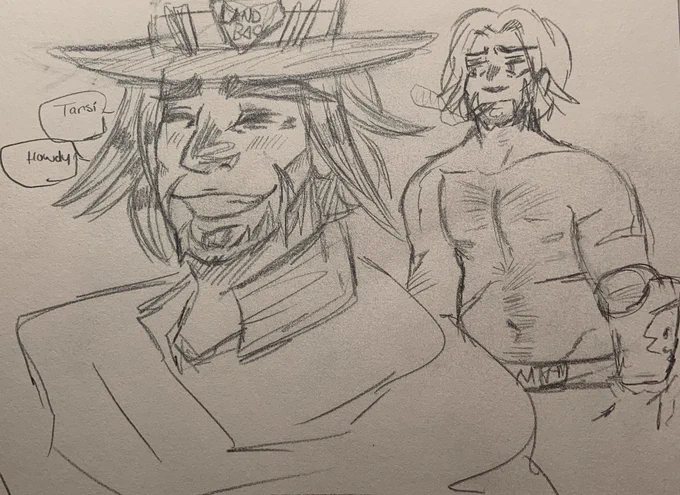 sketch of my version of McCree, who's Cree (hence his name lol) and he has a dad bod ❤️ 

#sketch #nativetwitter 