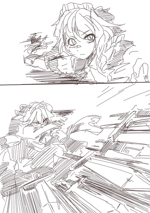 シーンをメモするための落書きで咲夜さん 