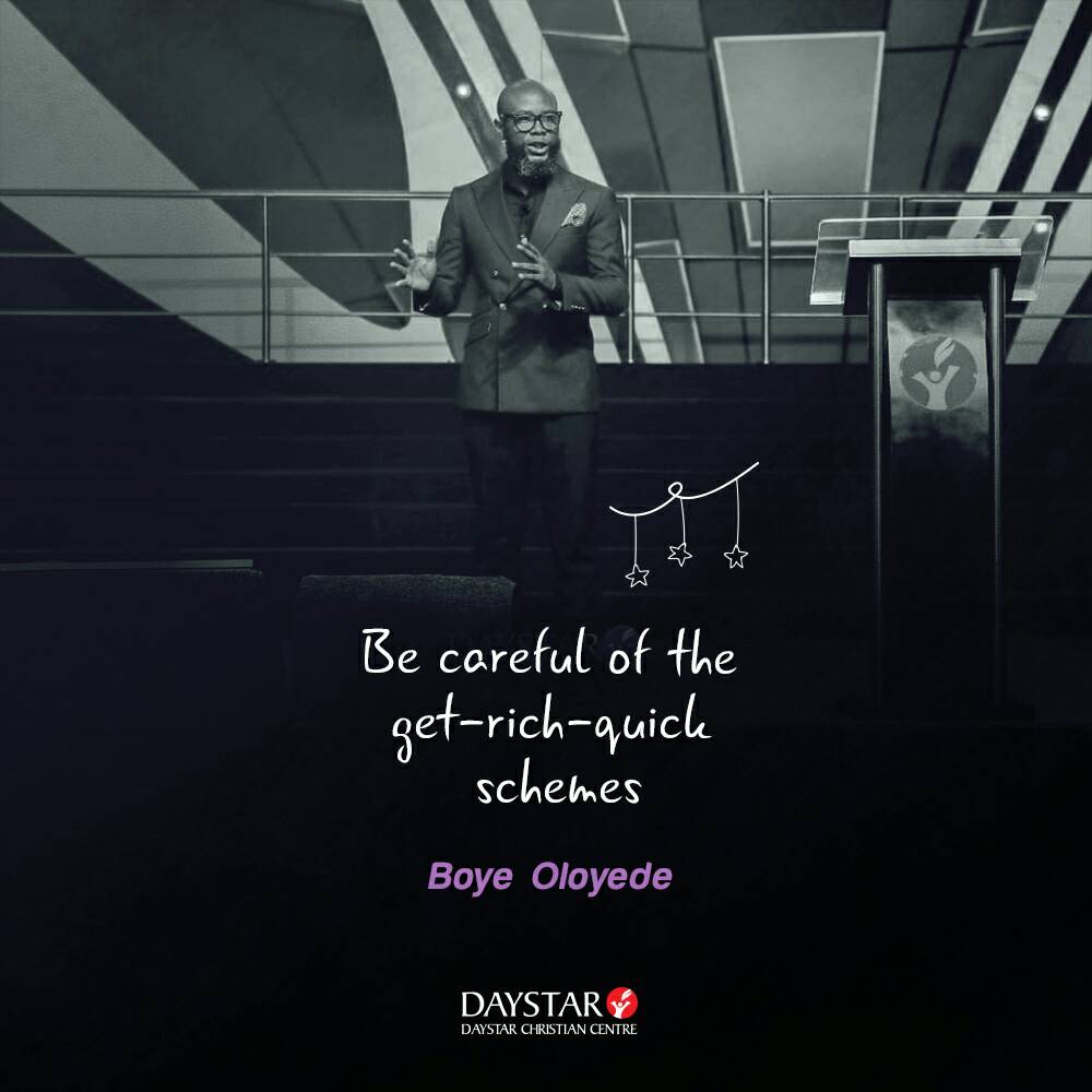 DaystarNG's tweet photo. Be wary of get-rich-quick schemes. Don't look for shortcuts to getting money. Whether actively or passively, invest wisely.
_
@boyeoloyede
#GodsFinancialSystem #DaystarNG #RaisingRoleModels https://t.co/W7i6Gn60NS