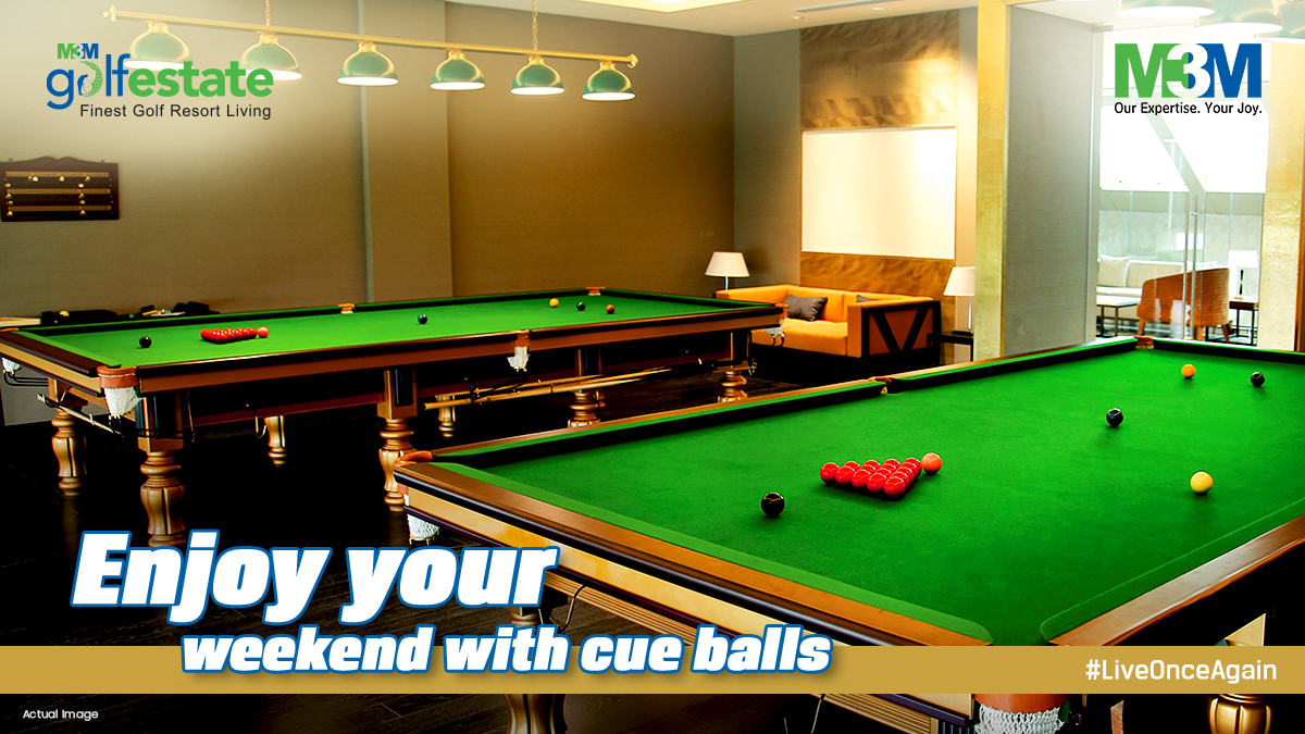 M3MIndiaPvtLtd's tweet photo. The weekends call for a little sophistication. At M3M Golfestate, take the cue and enjoy your weekend in style with our ultra-modern snooker tables.

#M3M #M3MIndia #LiveOnceAgain #M3MGolfestate #Sector65 #GolfCourseRoadExt #Gurugram https://t.co/6xAKMLkpE4