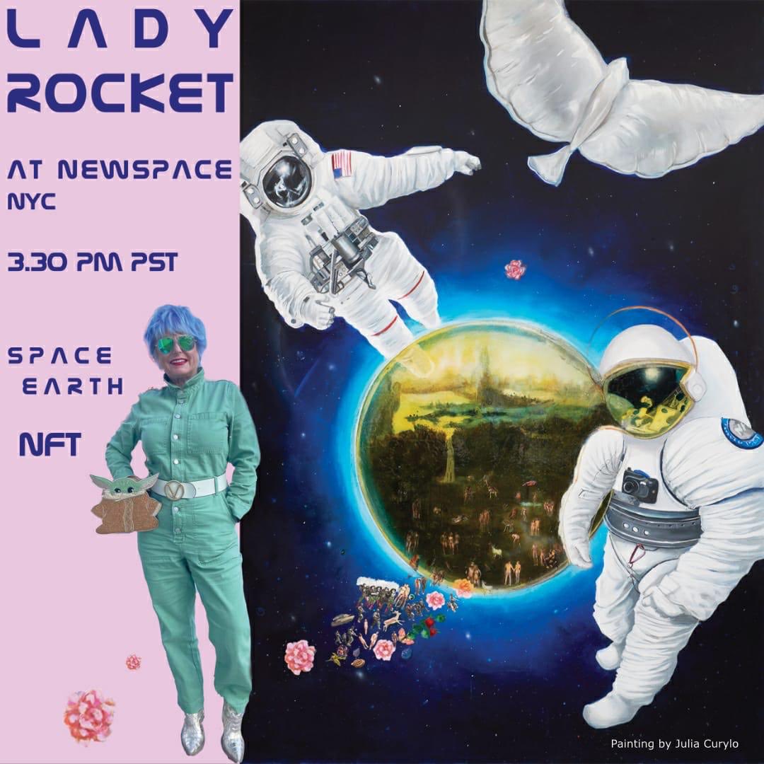 LadyRocketSpace's tweet photo. Unprecedented first ⁦@LadyRocketSpace⁩ #NFT #Space and #Art Galery with ⁦@CopernicSpace⁩  will be announced on Friday at ⁦@LACMA⁩ opening, LosAngeles and s⁦@NewSpaceNYC⁩ at 3:30 PM event; I am expanding Space to include Artists @JuliaCurylo⁩, new space https://t.co/Uvp65xqrsb
