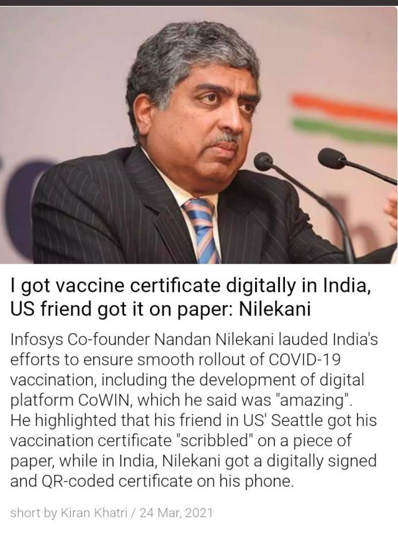 narendrafirodia's tweet photo. ये नया भारत हैं 🇮🇳

India has seen a dream of Digital India. This pandemic situation helped India to become a digital nation. Infosys co-founder Nandan Nilkeni just stated his experience.
#DigitlIndia 
@PMOIndia @NandanNilekani https://t.co/a6CTV3RaQ2