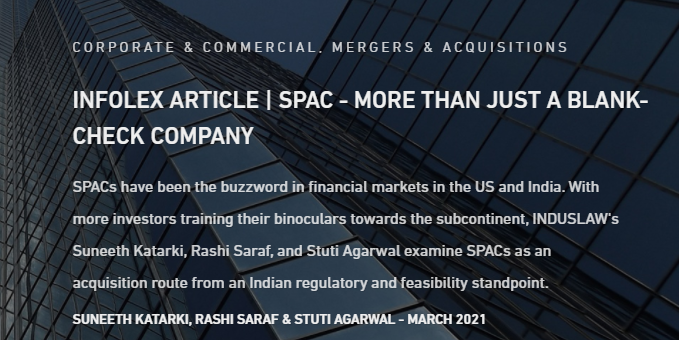 IndusLaw's tweet photo. With more #investors training their binoculars towards subcontinent, @IndusLaw's Suneeth Katarki, Rashi Saraf & Stuti Agarwal examine #SPACs as an #acquisitionroute from an #Indianregulatory & feasibility standpoint.
https://t.co/pmBFC2ciMb
https://t.co/yNuiY8OZEk
#FEMA #MandA https://t.co/6tOywEcyop