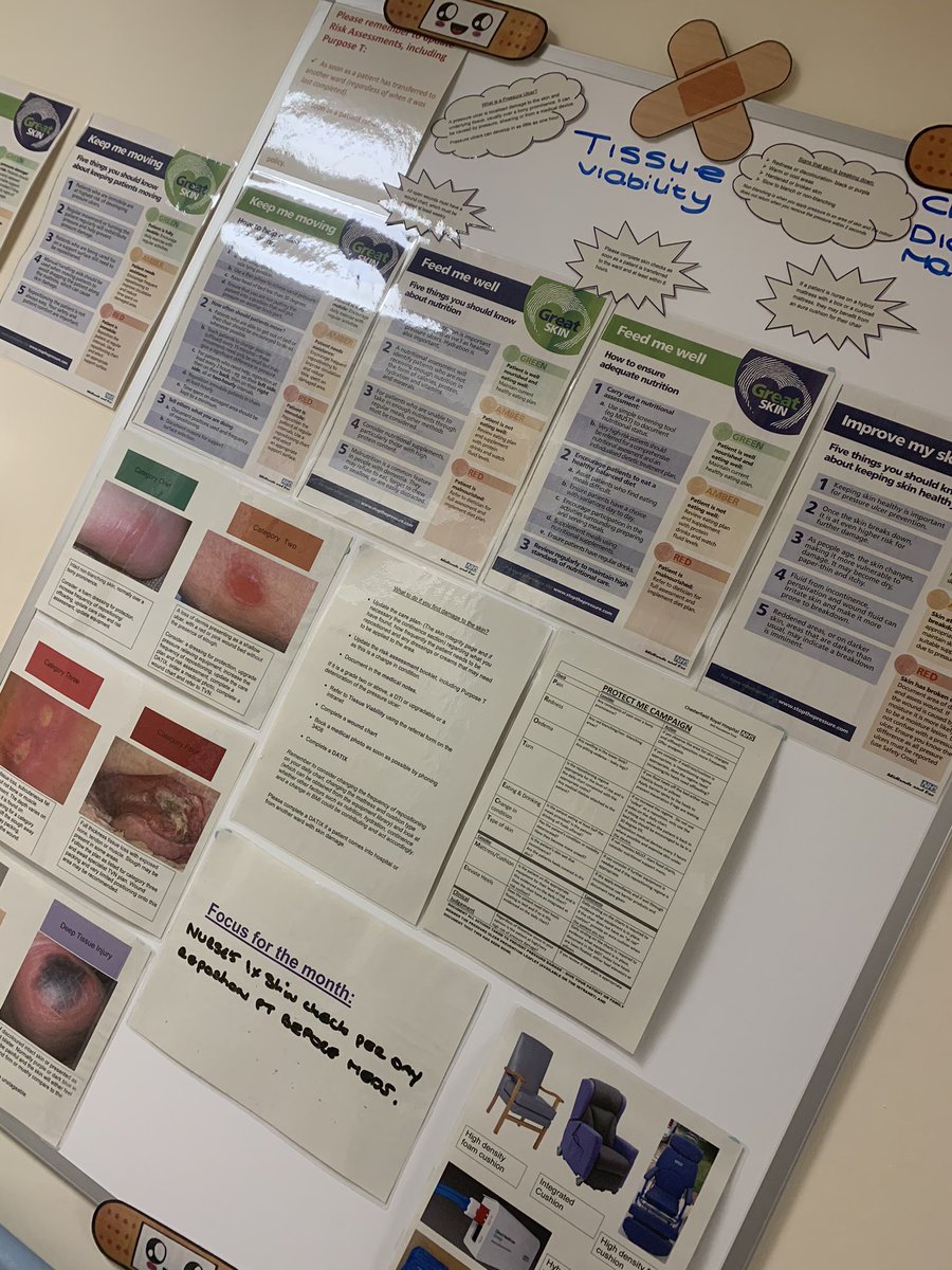 Our wonderful staff have been busy on the ward creating our new tissue viability board.. well done lisa and Tim 👏🏽👏🏽 looking forward to seeing more boards come to life over the coming weeks #goingforgold