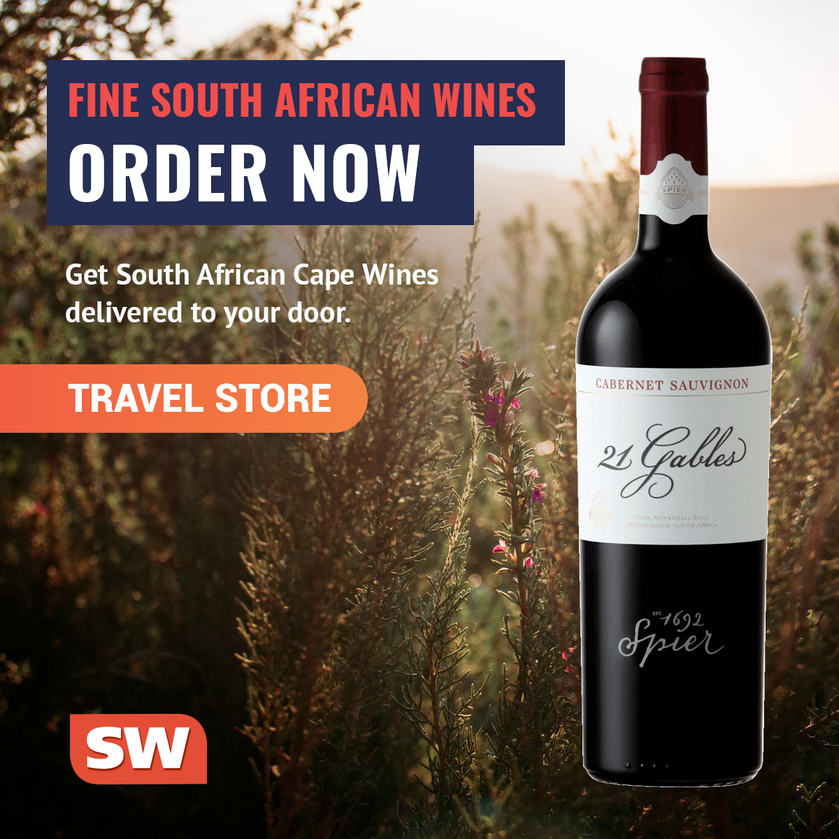 26.95€  - Spier 21 Gables Cabernet Sauvignon 2016

Visit our travel store to see superb blends of South African Cape Wines and get them delivered to your door! swafricadmc.com/travel-store

#SouthAfrica #CapeWinelands #Wine
