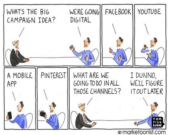 Ya lo decía #SunTzu "En el arte de la guerra":
La estrategia sin tácticas es la ruta más lenta hacia la victoria. Las tácticas sin estrategia son el ruido antes de la DERROTA. Y en la guerra del marketing digital a veces se nos olvida. <a href="/marketoonist/">Tom Fishburne</a>