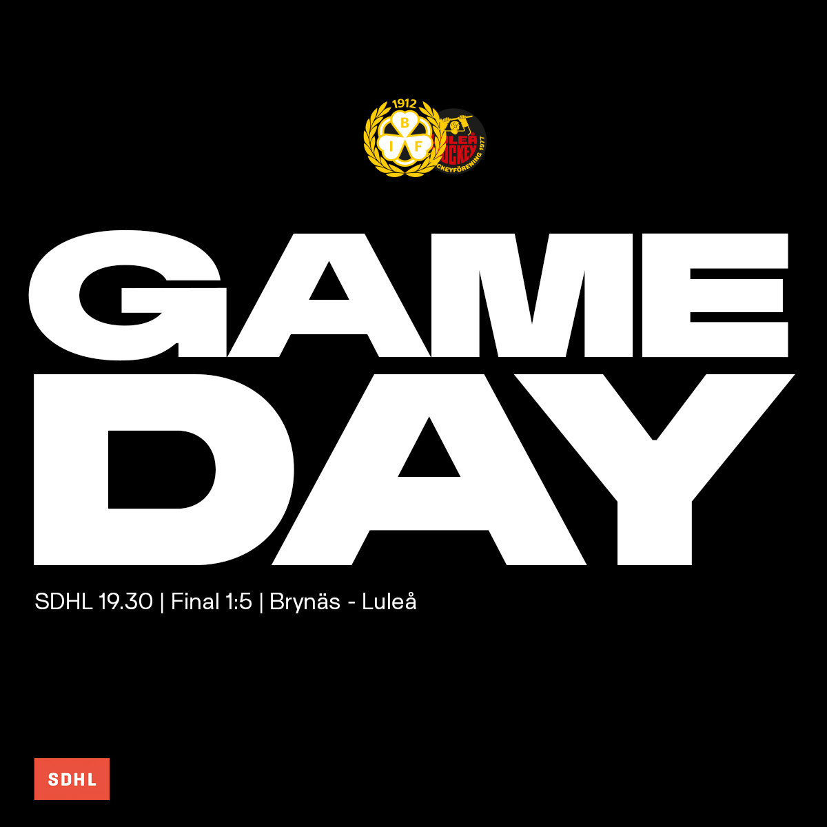 Brynas's tweet photo. GAMEDAY!

Idag startar finalserien hemma mot Luleå. 
Nedsläpp 19.30 i Monitor ERP Arena. 

🎟️ Köp din stödbiljett här: https://t.co/CwxiZW6qrY https://t.co/WVCiMYcgm4
