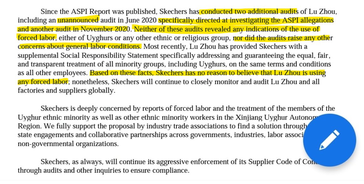 Mav15605229's tweet photo. Sketchers, the US firm conducted multiple audits on its supplier and debunked ASPI's lies.
For H&M and other brands, if you are smart enough, please do the same and stop being manipulated by warmonger shills.
A more important question: When will the liars be held accountable? https://t.co/lflTcfMed4